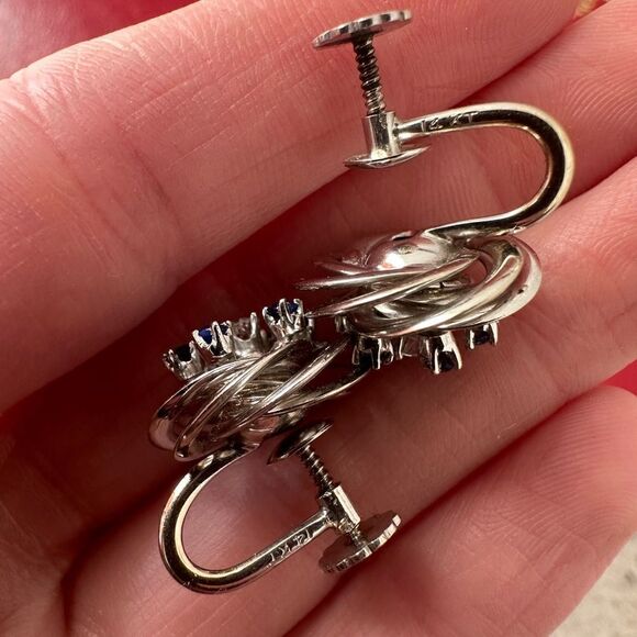 Vintage 50s 14k F And F Felger Brooch And Earring Set - Picture 4 of 13